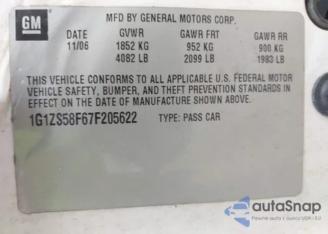 2007 Chevrolet Malibu Ls z USA, uszkodzony, nr VIN 1G1ZS58F67F205622